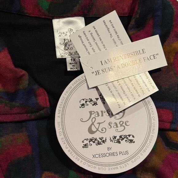 NWT Parsley & Sage Jacket Reversible Boho Abstract Colorful Retro Funky Artsy 1X - Picture 3 of 6